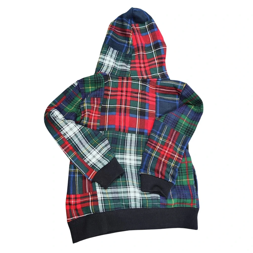 Polo Ralph Lauren Boys Patchwork‎ Plaid Tartan Pullover Hoodie Multicolor Size 6